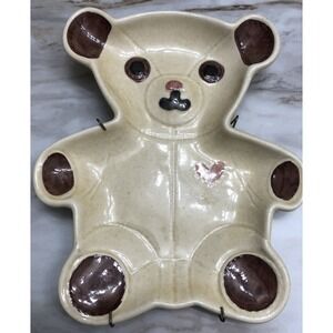 N.S. GUSTIN Teddy Bear Small Ceramic Cookie‎ Tray Vintage Rare